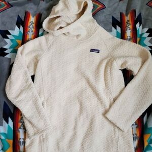 Euc Patagonia Beige Fleece Hoodie Quilted Capra M
